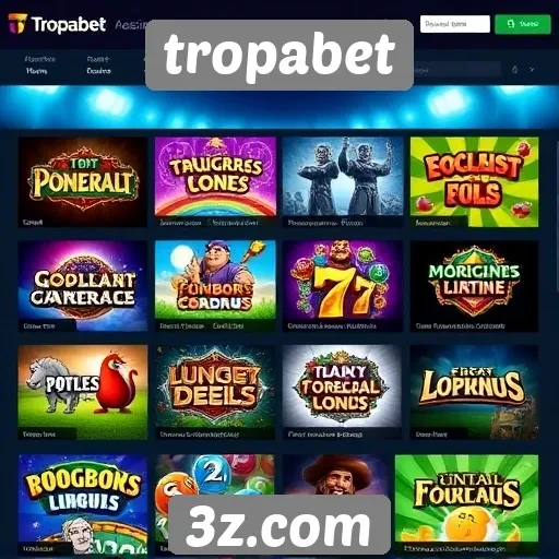 Variedade de jogos disponíveis na plataforma Tropabet